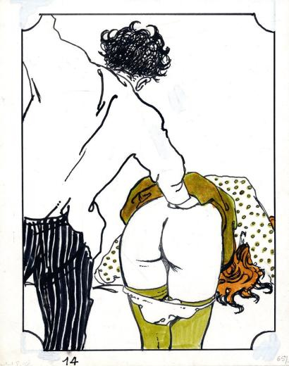 Cena de A Arte da Palmada, na arte de Milo Manara
